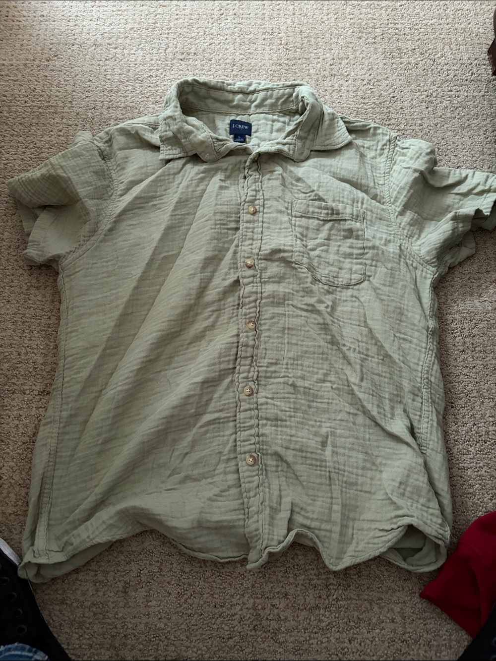 J. Crew Light Sage Green Short-Sleeve Button-Down Shirt